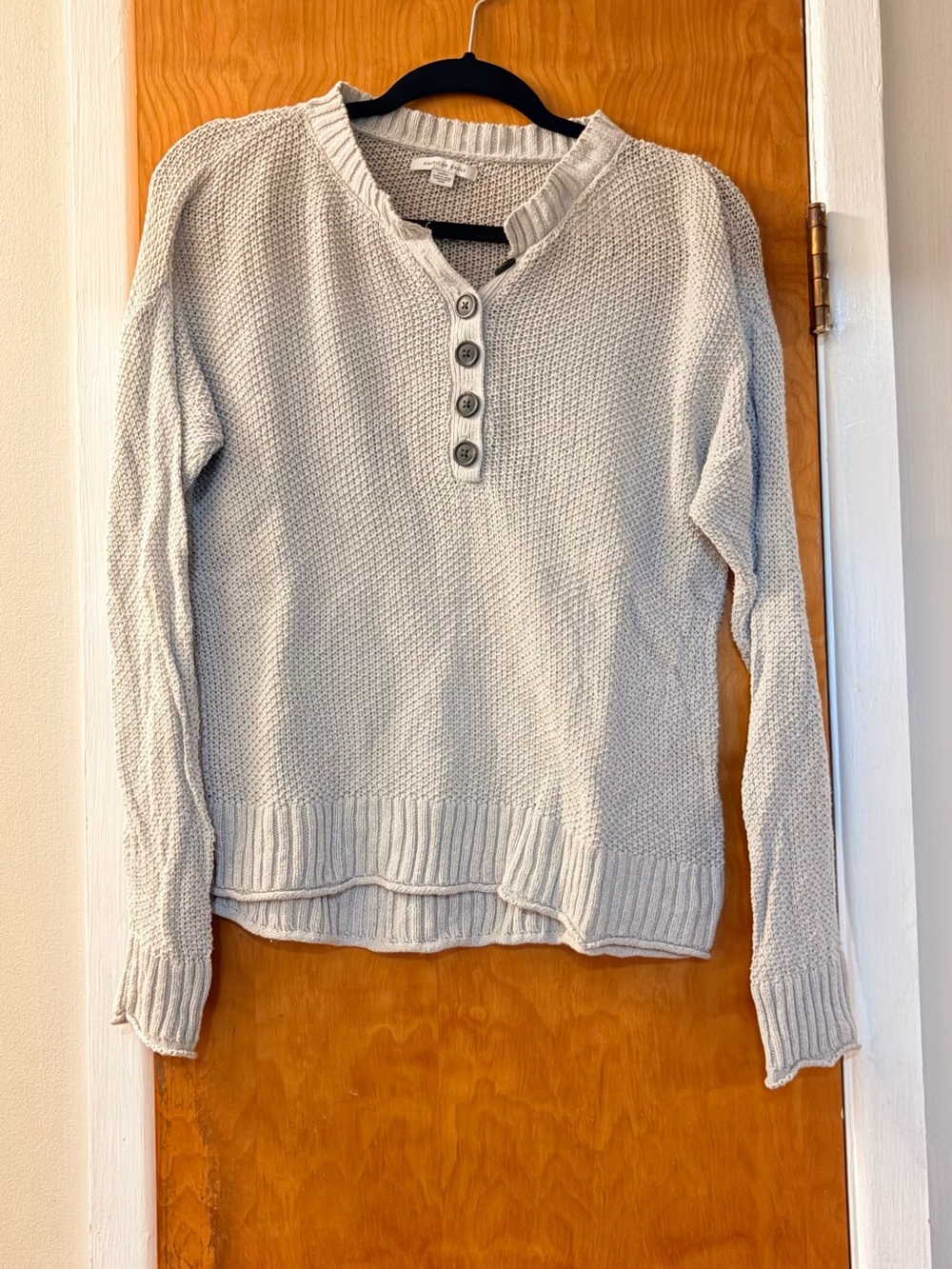 American Eagle Outfitters Gray Button-Front V-Neck Sweater